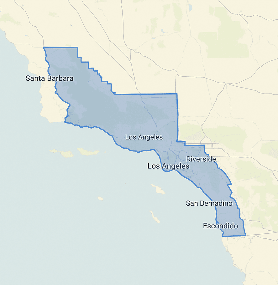 PiersPro service area map — Los Angeles and Orange County