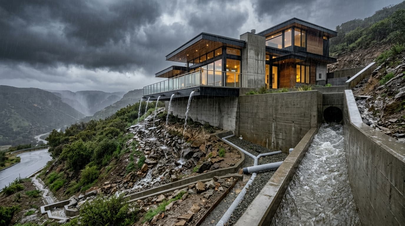 Southern California hillside home engineered against atmospheric rivers and El Niño storms