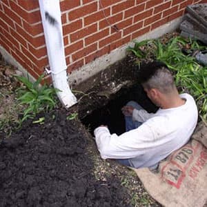 Foundation repair excavation work on residential property in Los Angeles